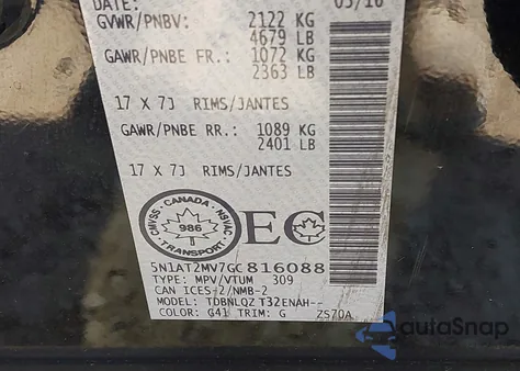 2016 Nissan Rogue S/Sl/Sv from USA, damaged, VIN 5N1AT2MV7GC816088